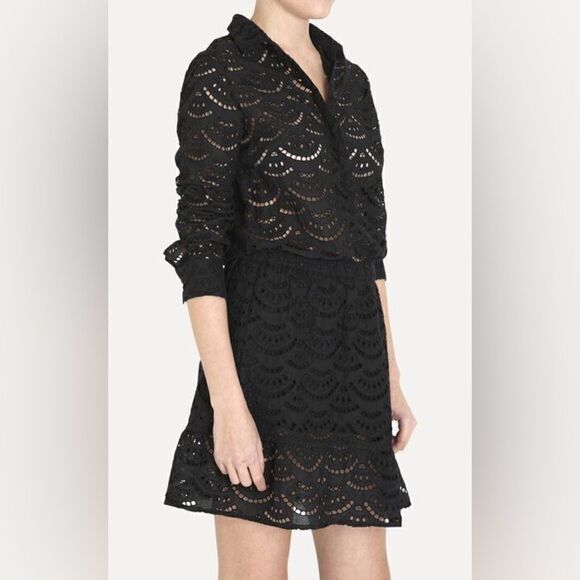 Ba&Sh Rian Mini White Dress Long Sleeve Eyelet Size S - Picture 5 of 14